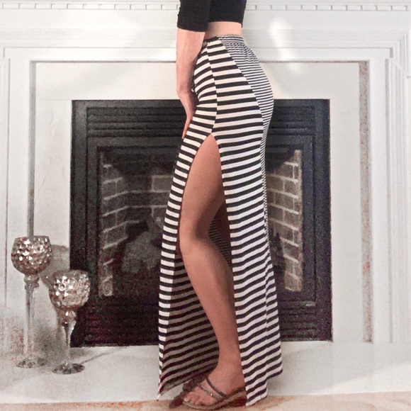 Anama Dresses & Skirts - Anama Black and White Stripes Maxi Skirt